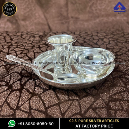 NAVRANG Silver New Born baby Dinner Set with 925 BIS Hallmark, 4 Pcs, ~75 grams