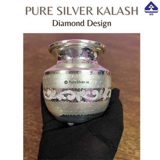 3.5" Pure Silver Kalash - Luxury Diamond Finish