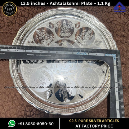 NAVRANG Silver Designer Ashtalakshmi Kalyan Set with 925 BIS Hallmark