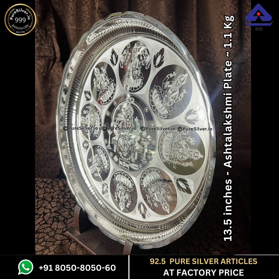 NAVRANG Silver Designer Ashtalakshmi Kalyan Set with 925 BIS Hallmark