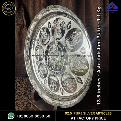 NAVRANG Silver Designer Ashtalakshmi Kalyan Set with 925 BIS Hallmark