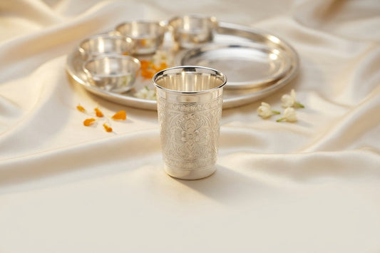 claude test 999 Fine Silver Tumbler with Lid - 450ml, BIS Hallmarked, ~275 grams