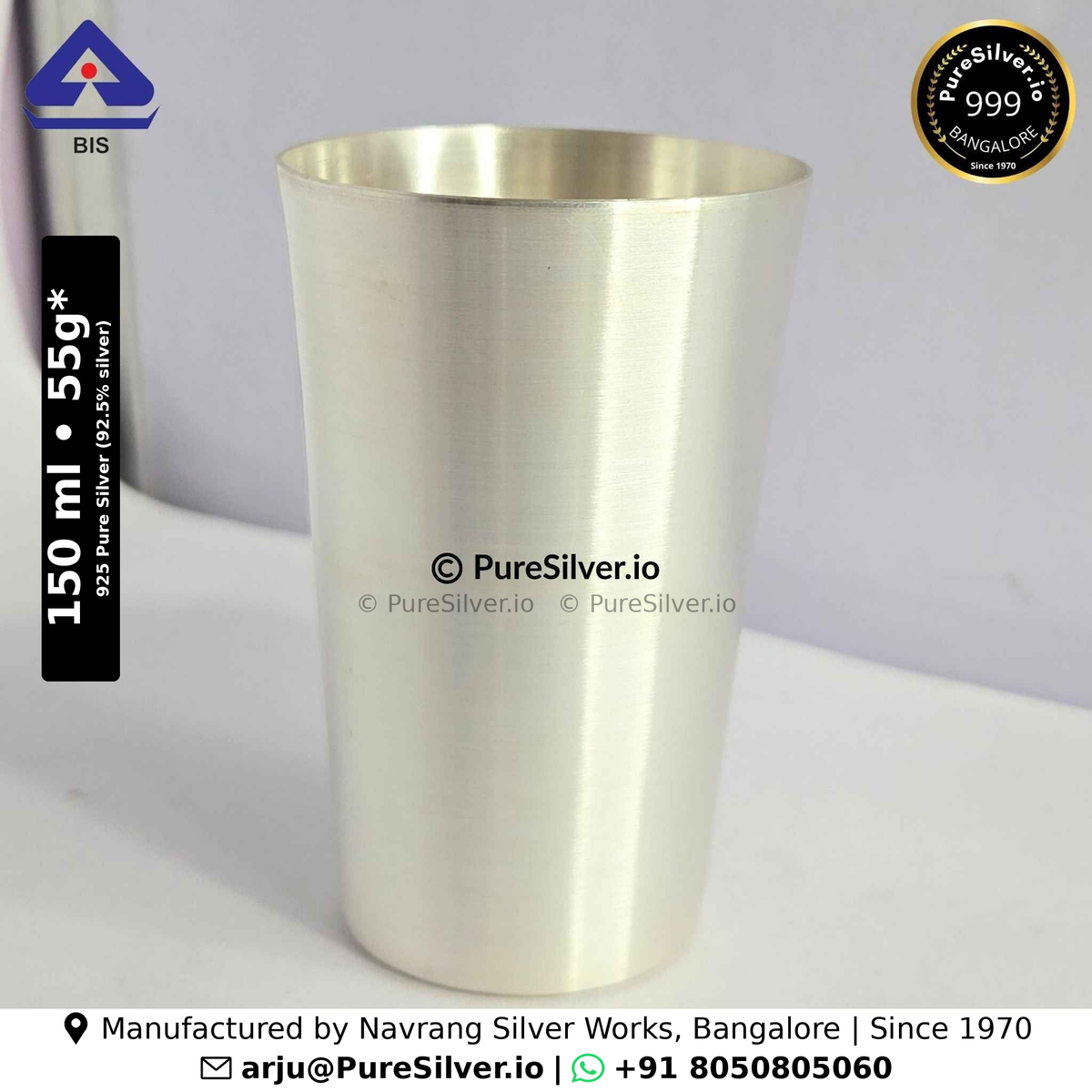 925 silver Marwadi drinking glass, 150 ml, BIS hallmarked