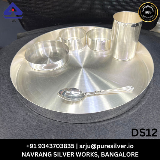 1509 grams Pure Silver 5 Pcs Sush Silver Dinner Set - Classic Matt Finished -  | Custom Orders & Bulk from Silver Factory