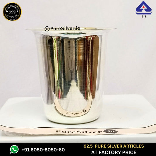 128 grams Pure Silver Glass - Malabar Pattern - Mirror Finished -  | Custom Orders & Bulk from Silver Factory