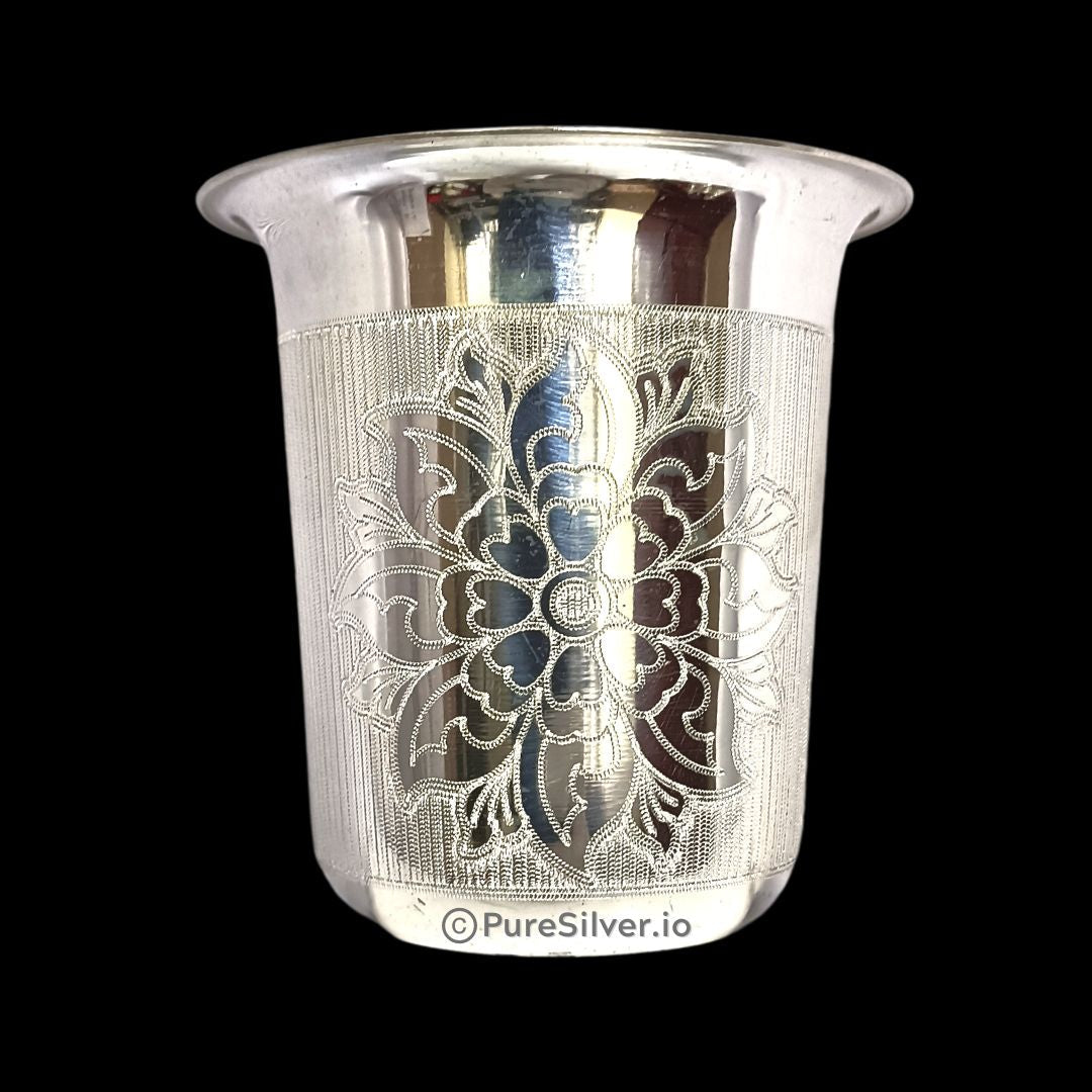 Pure Silver Floral Glass (Maharaja Pattern) - 40g