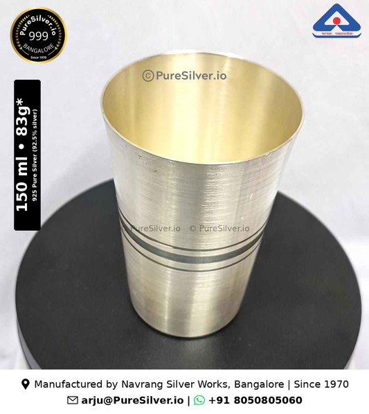 925 BIS hallmarked Marwadi silver glass, 150 ml