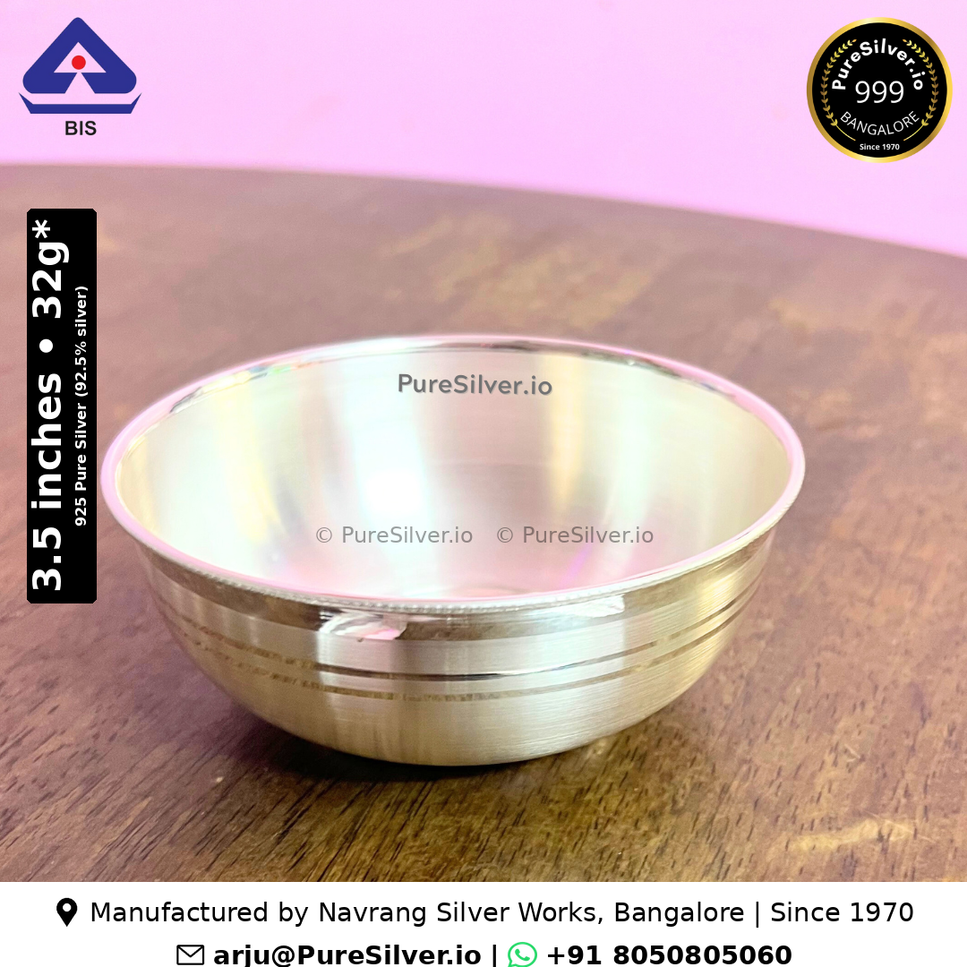 925 BIS hallmarked Delhi silver bowl, width3.5 inches and height1.75 inches