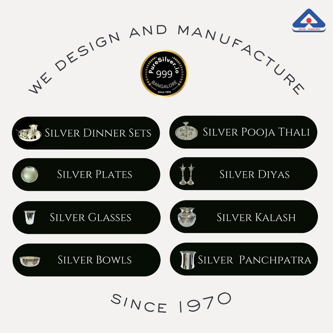 Arivana Pure Silver Plate for Pooja (Light Weight), Divine Power of Two | 925 Sterling Pure Silver (BIS Hallmarked) | WHOLESALE PRICE / Resell