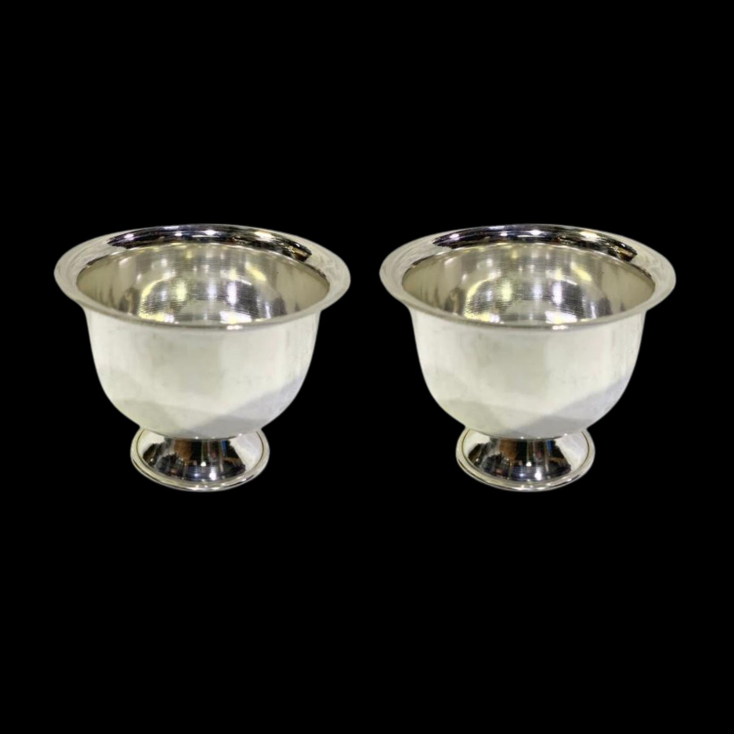 Resell: Pure Silver Bowls (Pair) - Padam Cups With Weights (15 - 100 gms / 1.5" - 3.5" wide)