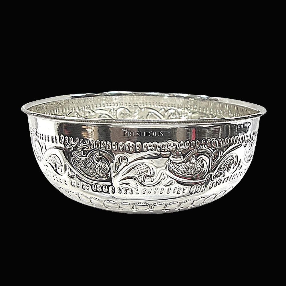 100 grams Pure Silver Delhi Bowl for Baby | Silver Katori- Embossed Indian Design and Mirror Finished - PureSilver.io