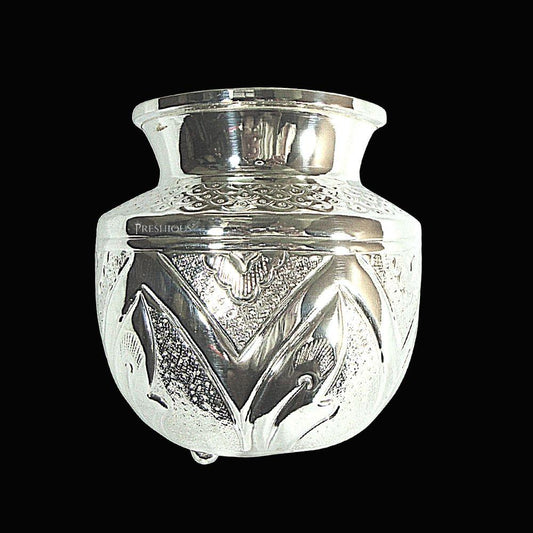 100 grams Pure Silver Fancy Embossed Kalash Lota - Embossed Peak Henna Design - PureSilver.io