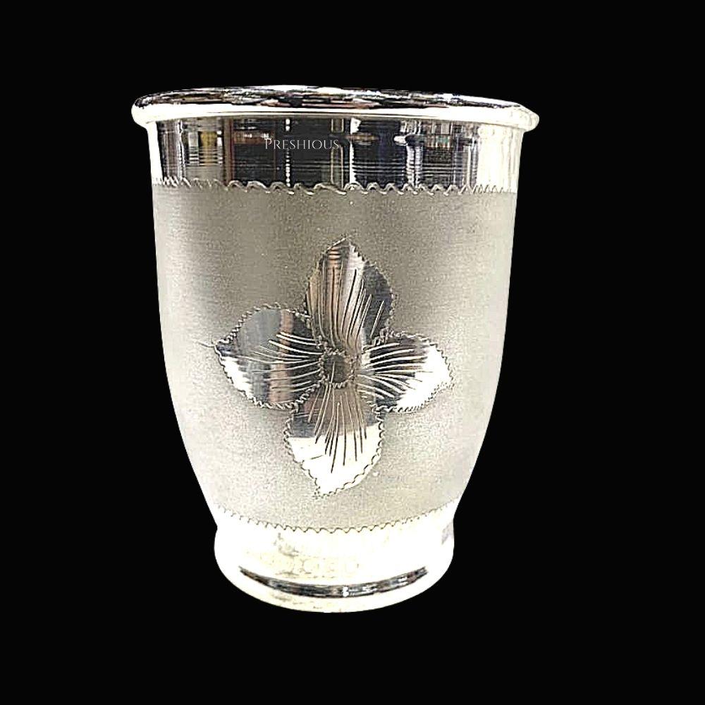 32 gms Pure Silver Chico Glass - Indian Floral Design with Matt Finish
