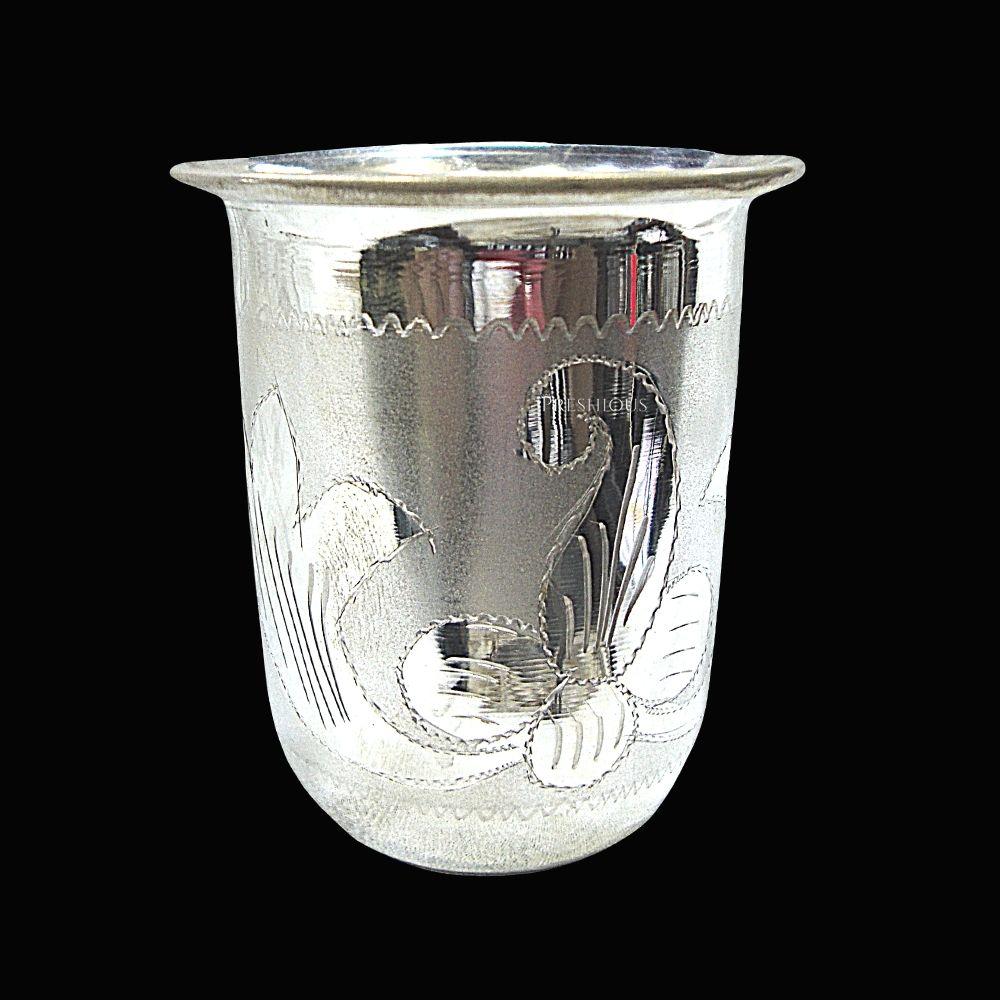 32 gms Pure Silver Maharaja Glass - Floral Design and Matt Finished