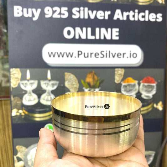 Silver Bowl With 24K Gold Finish For Baby | Custom Silver Article Design79