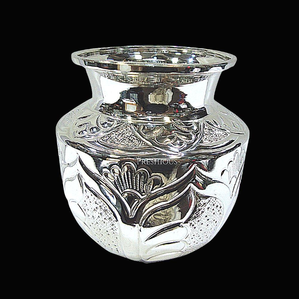 179 gms Pure Silver Fancy Kalash Lota - Embossed Wave Design