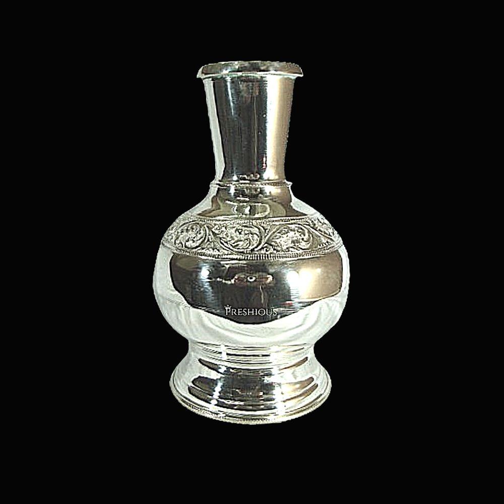 83 gms Pure Silver Koppar Kalsim Kalash Lota - Indian Design with Mirror Finish BIS Hallmarked