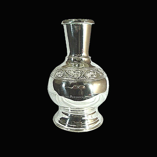 203 gms Pure Silver Koppar Kalsim Kalash Lota - Indian Design with Mirror Finish BIS Hallmarked