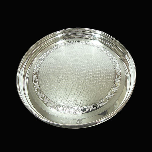 1209 gms Pure Silver Heera Dinner Plate - Diamond and Honeycomb Fusion Design