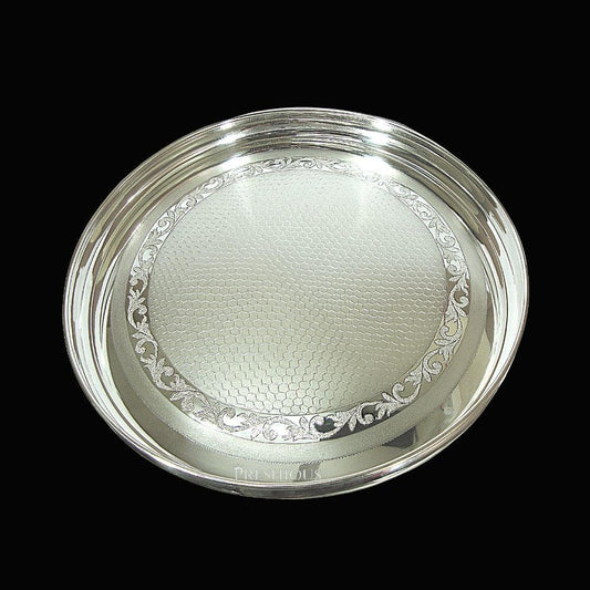 700 grams Pure Silver Heera Dinner Plate - Diamond and Honeycomb Fusion Design