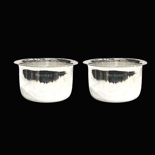 Pure Silver Poona Cup Bowls (Set of 2) Mirror Finished