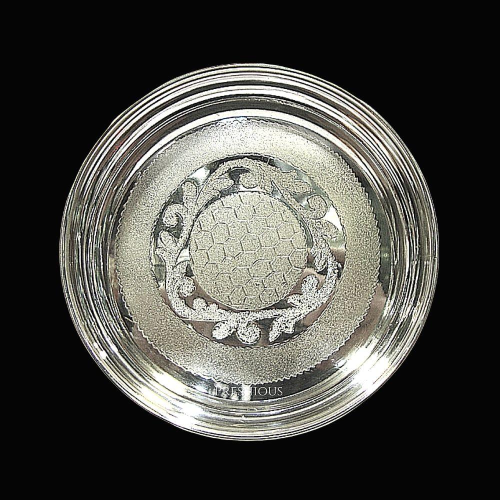 179 gms Pure Silver Heera Dinner Plate - Diamond and Honeycomb Fusion Design