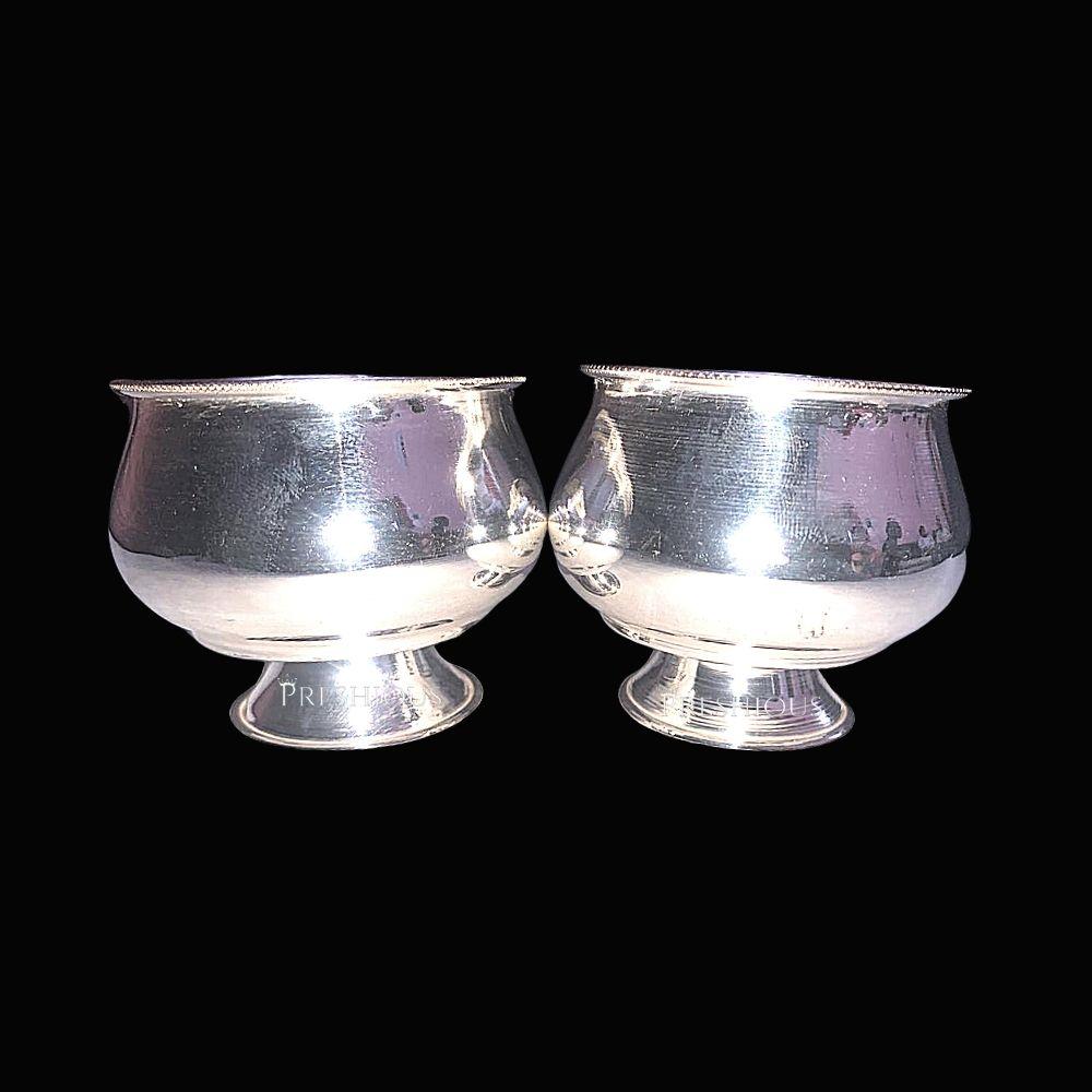 255 gms Pure Silver Ghee Cup - With Stand (Set Of 2) - Mirror Finished BIS Hallmarked