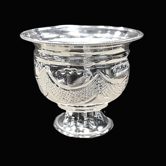 Pure Silver Miller Cup Bowls (Set of 2) Embossed Indian Design & Mirror Finished