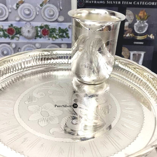 Silver Glass Set [2 Pcs] - Floral Design | Custom Silver Article Design11
