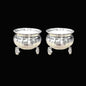 128 gms Pure Silver Pot Cups - With Fancy Embossed Legs (Set Of 2) - Embossed Indian Design and Mirror Finished