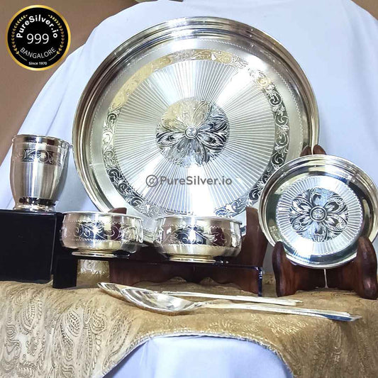Pure Silver 7 Pcs Luxury Silver Dinner Set