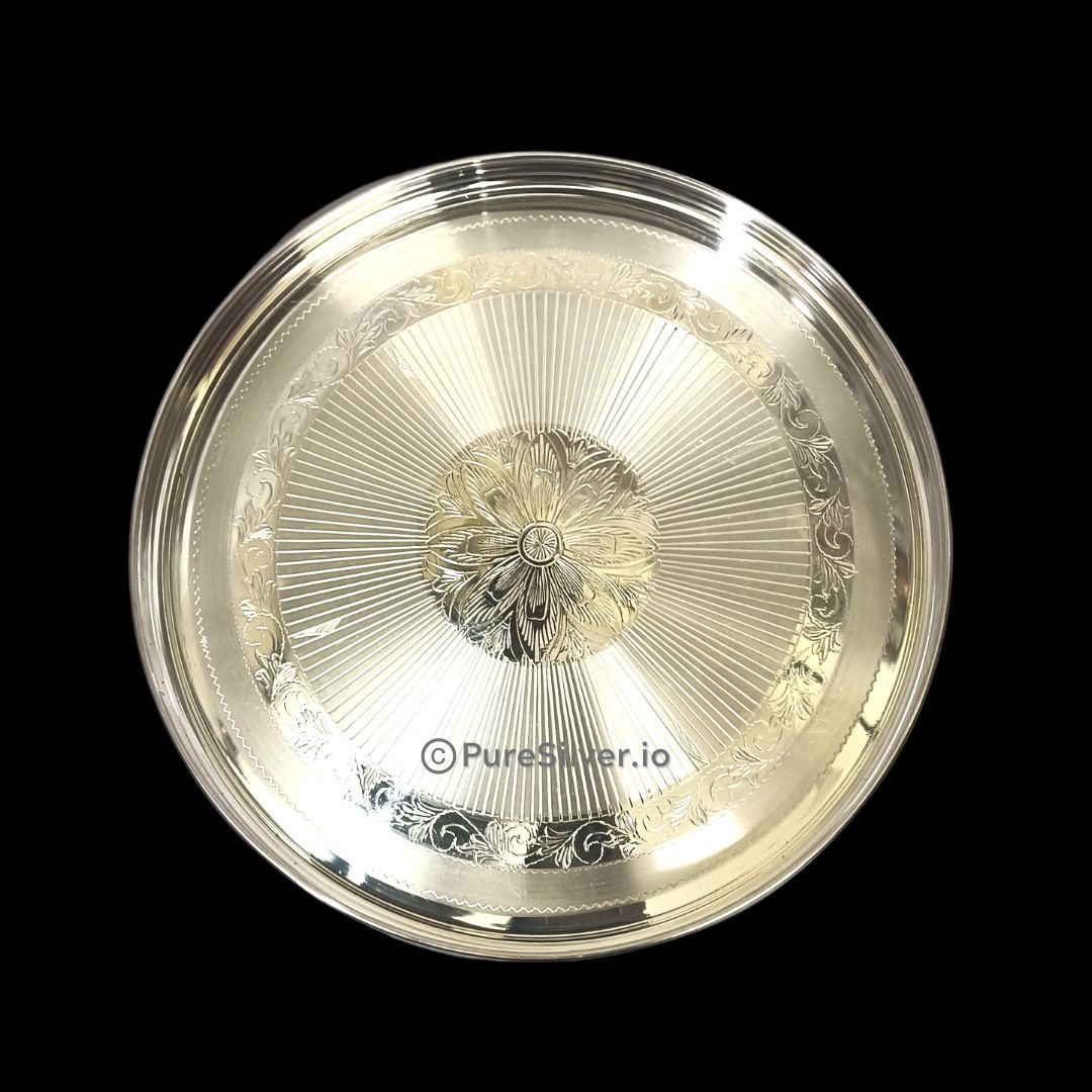 608 gms Pure Silver Bombay Plate (Thaal) - Bayl Design