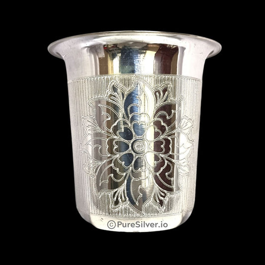 63 gms Pure Silver Maharaja Glass - Floral Design and Matt Finished