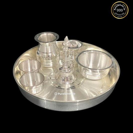 Pure Silver Sangli Pooja Thali Set - 280 grams