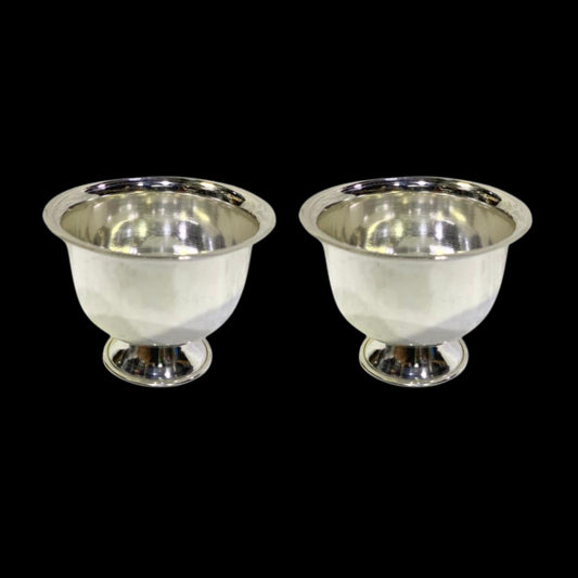 Pure Silver Padam Cup Bowls (Set Of 2) Mirror Finished